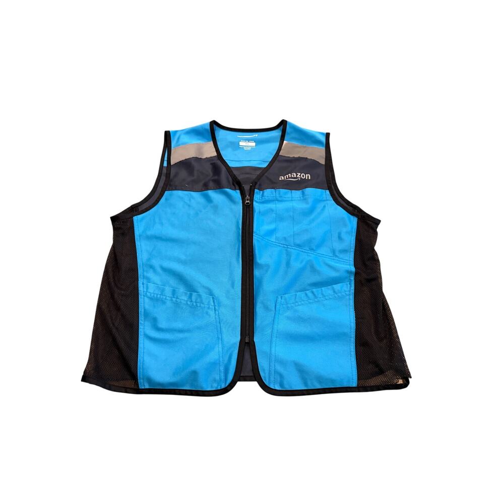 Amazon Prime Blue Reflective Luly Yang Full Zip Sleeveless Vest Size M/L *Flaws*